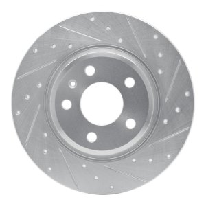 Audi Q5 Brake Rotor (1) - Rear Right - R1 Concepts - Drilled & Slotted - Silver - `08-`25